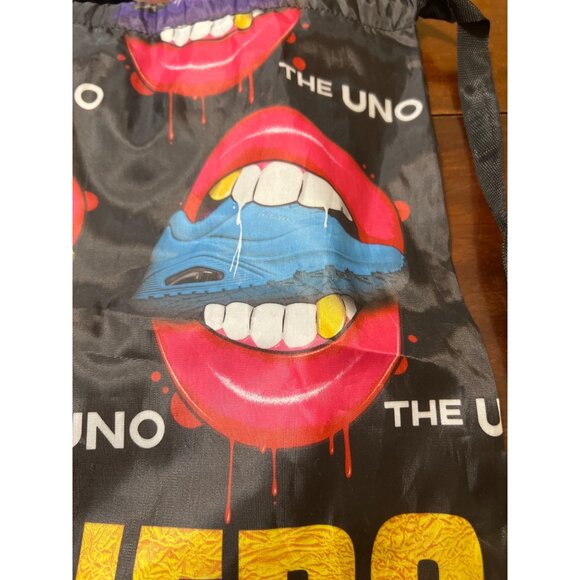 Skechers Drawstring Backpack The Uno Print Lightweight Nylon Black Knapsack NWOT - Picture 2 of 3